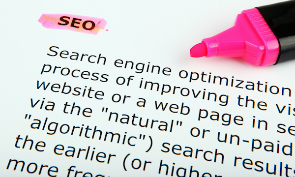 SEO in dictionary, pink highlighter